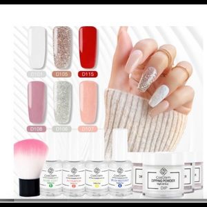 Complete Nail Dip Set -6 colors, 4 polishes, brush